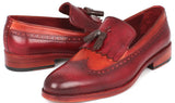 Paul Parkman Men's Leather Kiltie Tassel Loafers in Tobacco & Bordeaux