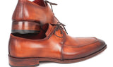 Paul Parkman Men's Hand-Painted Leather Apron Derby Shoes in Brown