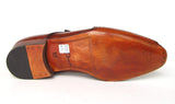 Paul Parkman Men's Side Handsewn Monkstrap Shoes in Tobacco