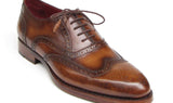Paul Parkman Men's Hand-Painted Leather Wingtip Oxfords in Tobacco