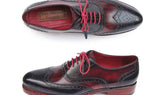 Paul Parkman Men's Leather Wingtip Brogues in Navy & Red