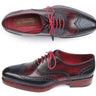 Paul Parkman Men's Leather Wingtip Brogues in Navy & Red