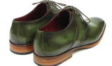 Paul Parkman Men's Hand-Painted Leather Derby Shoes in Green