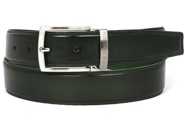 Paul Parkman Men's Hand-Painted Leather Belt in Dark Green