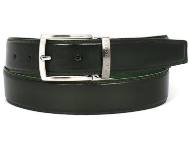 Paul Parkman Men's Hand-Painted Leather Belt in Dark Green