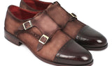 Paul Parkman Men's Suede Double Monkstraps in Brown & Beige