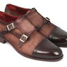 Paul Parkman Men's Suede Double Monkstraps in Brown & Beige