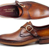 Paul Parkman Men's Handmade Leather Single Monkstraps in Brown in #color_