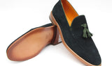 Paul Parkman Men's Suede Tassel Loafers in Green