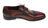 Paul Parkman Men's Hand-Painted Leather Derby Shoes in Bordeaux & Tobacco