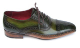 Paul Parkman Men's Side Sewn Leather Captoe Oxfords in Green & Yellow
