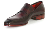 Paul Parkman Men's Hand-Painted Leather Loafers in Purple & Black