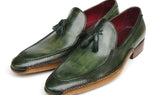Paul Parkman Men's Hand-Painted Side Sewn Tassel Loafers in Green