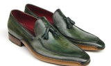 Paul Parkman Men's Hand-Painted Side Sewn Tassel Loafers in Green