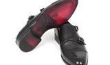 Paul Parkman Men's Leather Double Monkstraps in Gray & Black