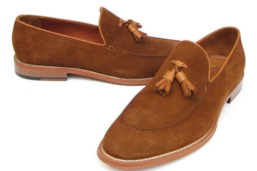 Paul Parkman Men's Suede Tassel Loafers in Tobacco