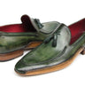 Paul Parkman Men's Hand-Painted Side Sewn Tassel Loafers in Green in #color_