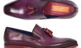 Paul Parkman Men's Leather Tassel Loafers in Purple