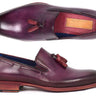 Paul Parkman Men's Leather Tassel Loafers in Purple