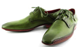 Paul Parkman Men's Hand-Painted Ghillie Lacing Side Dress Shoes in Green