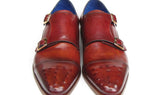 Paul Parkman Men's Leather Double Monkstraps in Burgundy