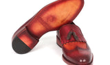Paul Parkman Men's Leather Kiltie Tassel Loafers in Tobacco & Bordeaux