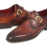 Paul Parkman Men's Hand-Painted Leather Monkstraps in Brown & Camel