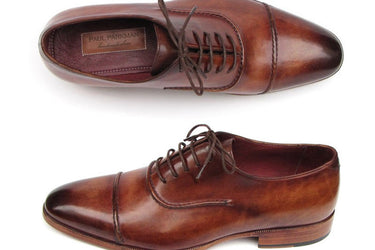Paul Parkman Men's Hand-Painted Leather Captoe Oxfords in Brown