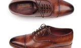 Paul Parkman Men's Hand-Painted Leather Captoe Oxfords in Brown