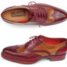 Paul Parkman Men's Leather Wingtip Brogues in Camel & Bordeaux
