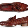 Paul Parkman Men's Croco-Embossed Calfskin Tassel Loafers in Brown