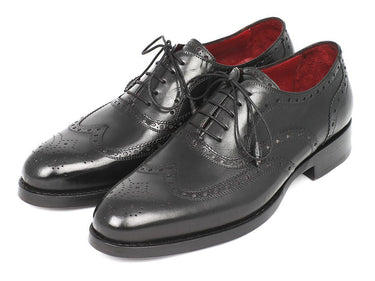 Paul Parkman Men's Goodyear Welted Wingtip Oxfords in Black