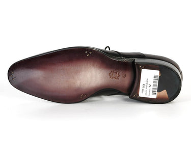 Paul Parkman Men's Hand-Painted Leather Derby Shoes in Anthracite Black