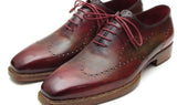 Paul Parkman Men's Goodyear Welted Wingtip Oxfords in Bordeaux & Camel