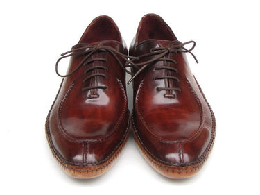 Paul Parkman Men's Side Handsewn Leather Split-toe Oxfords in Burgundy