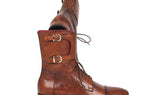 Paul Parkman Men's Hand-Painted Leather High Boots in Brown
