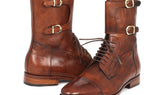 Paul Parkman Men's Hand-Painted Leather High Boots in Brown