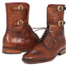 Paul Parkman Men's Hand-Painted Leather High Boots in Brown