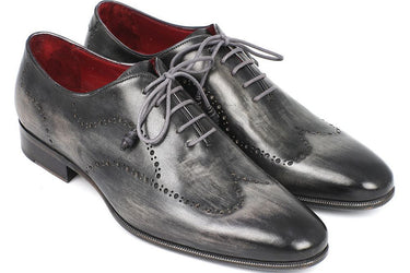 Paul Parkman Men's Hand-Painted Leather Wingtip Oxfords in Gray & Black