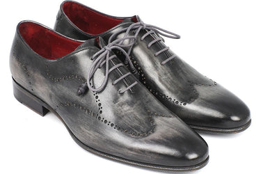 Paul Parkman Men's Hand-Painted Leather Wingtip Oxfords in Gray & Black