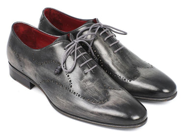 Paul Parkman Men's Hand-Painted Leather Wingtip Oxfords in Gray & Black