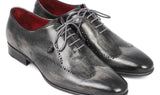 Paul Parkman Men's Hand-Painted Leather Wingtip Oxfords in Gray & Black
