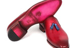Paul Parkman Men's Leather Tassel Loafers in Burgundy
