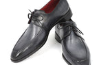 Paul Parkman Men's Hand-Painted Leather Apron Derby Shoes in Gray & Black