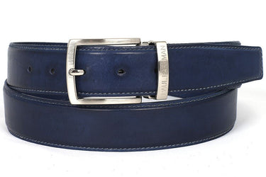 Paul Parkman Men's Hand-Painted Leather Belt in Navy