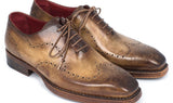 Paul Parkman Men's Goodyear Welted Wingtip Oxfords in Antique Olive