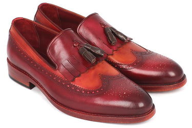 Paul Parkman Men's Leather Kiltie Tassel Loafers in Tobacco & Bordeaux