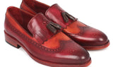 Paul Parkman Men's Leather Kiltie Tassel Loafers in Tobacco & Bordeaux