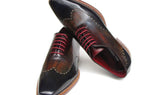 Paul Parkman Men's Hand-Painted Leather Wingtip Oxfords in Navy, Red & Black