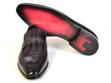Paul Parkman Men's Leather Loafers in Gray & Black